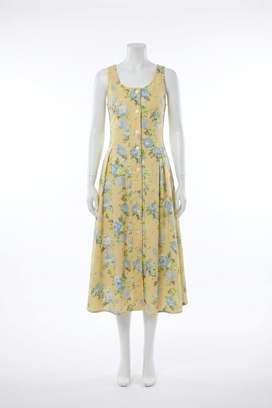 NEW HUNTER BELL thompson sleeveless denim midi dress in garden rose